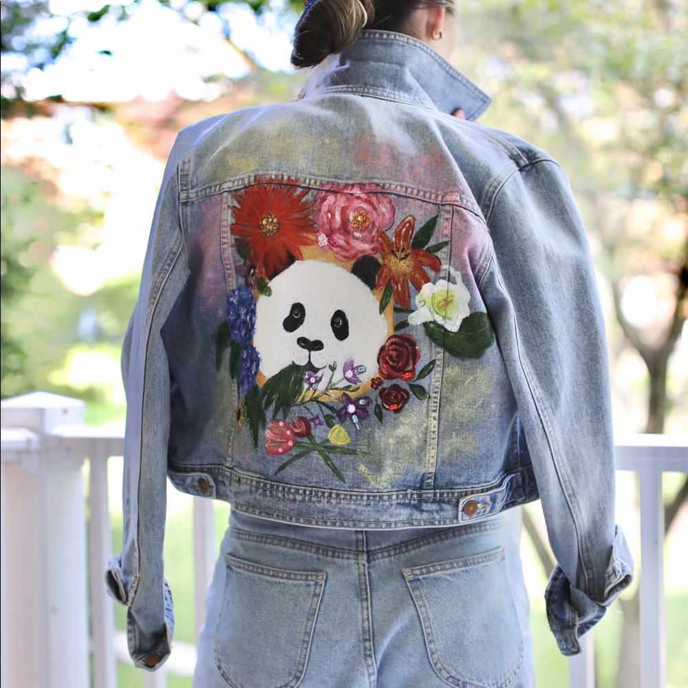 MANGO denim jacket hand painted
